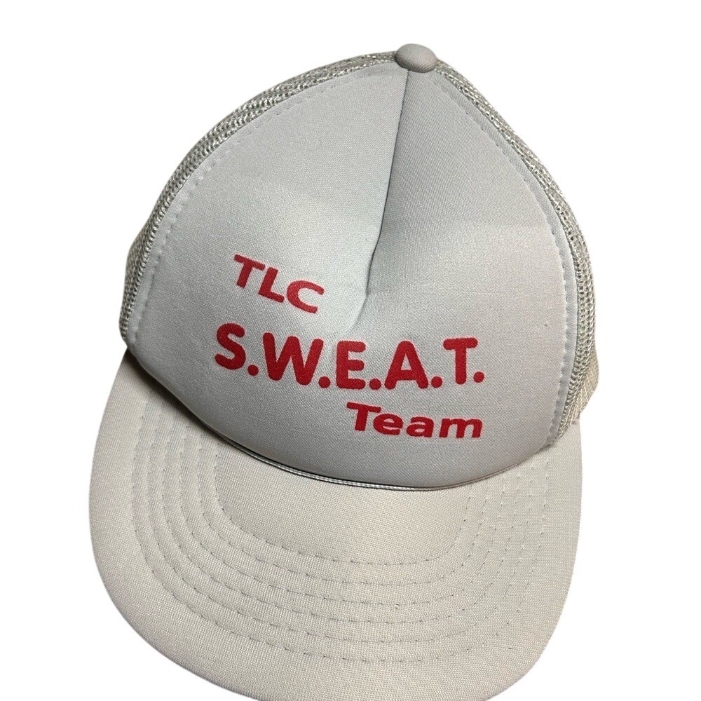 Vintage trucker hat‎ Gray and Red TLC S.W.E.A.T. Team Cap